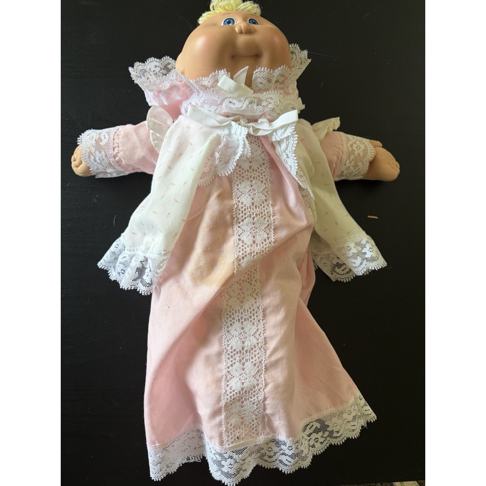 Vintage Cabbage Patch Doll Preemie Newborn Baby in Gown Blue Eyes 1982 Coleco
